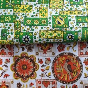 8.75 Yards Vintage 1950s 1960's RETRO COTTON FABRIC ~ Mod Mid Century Geometrics